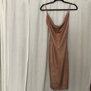Guess cowl neck rose gold shimmer dress